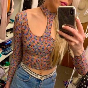 American Apparel Mock neck cut out crop top Small